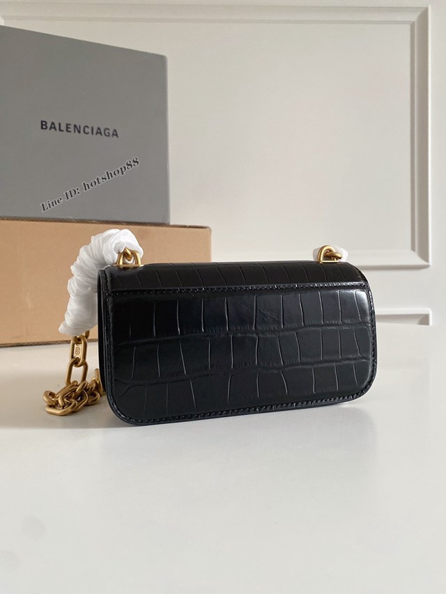 Balenciaga專櫃爆款男女通用牛皮壓紋肩背包 巴黎世家2022春季最新款小號鏈條Gossip bag斜挎包 fyj1132